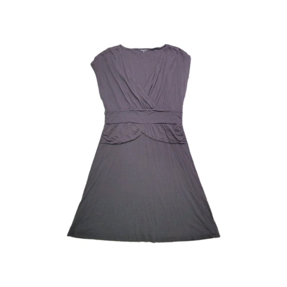 Garnet Hill Ruched Surplice Knit Dress Gray Size Large